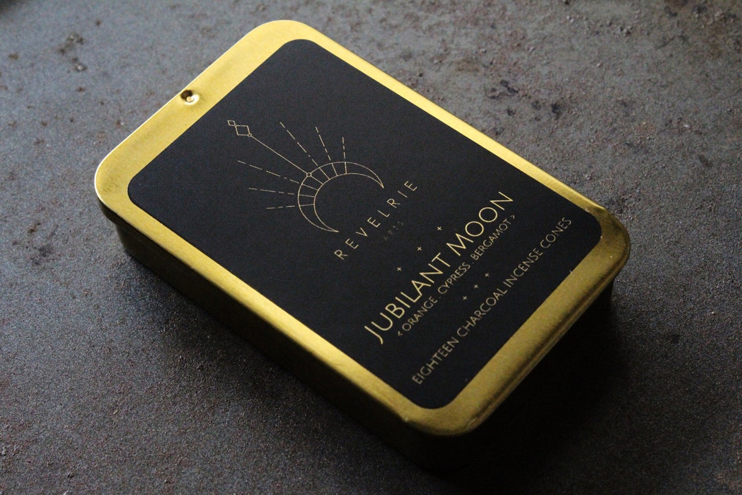 Charcoal Incense Cones in Gold Tin Eighteen Cones Refills Etsy