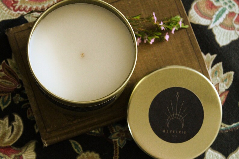 FOREST RESONANCE Large Scented Candle In Brushed Gold Tin Sweet Earthy image 3