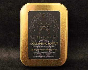 Charcoal Incense Cones In Gold Tin - Eighteen Cones - Refills Available