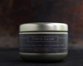 TOKYO GLOW - Small Scented Candle In Gold Tin - Far East Citrus & Florals