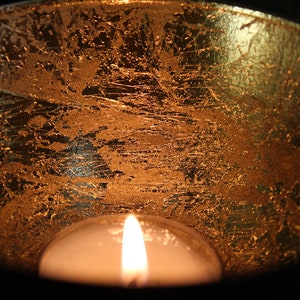 Tealight Candle Holder Incense Bowl Black & Gold Iron Metal Vase image 4