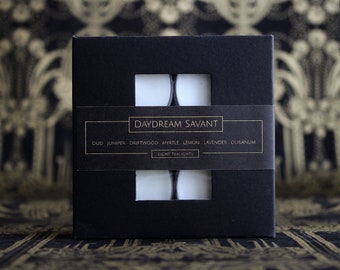 DAYDREAM SAVANT Tealights - Scented Tea Light Candles - Sets of 8 or 16 - Coastal Woods