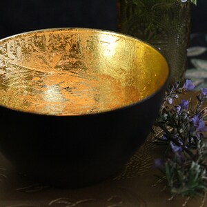 Tealight Candle Holder Incense Bowl Black & Gold Iron Metal Vase image 3