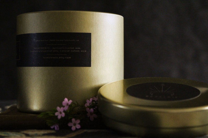 FOREST RESONANCE Large Scented Candle In Brushed Gold Tin Sweet Earthy image 2