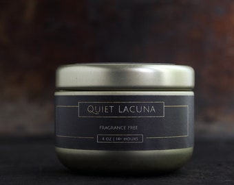 QUIET LACUNA - Small Unscented Candle In Gold Tin - Fragrance Free