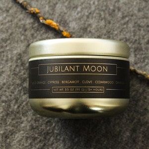SAVE 50% - Small Scented Candle In Brushed Gold Tin - Travel Size - RETIRED SCENTS