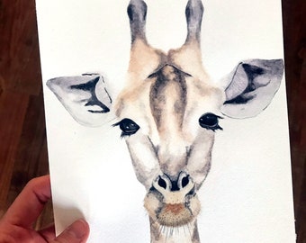 Giraffe Watercolor | Original Giraffe Watercolor | Giraffe Art | Animal Wall Decoration | Nature Original Painting | Drawing Giraffe | Wildlife Species