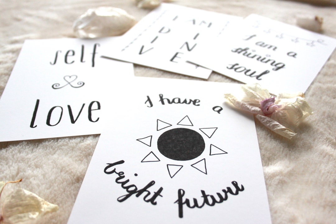 Positive Affirmation Card Set Handmade | Black and White | Inspiring ...