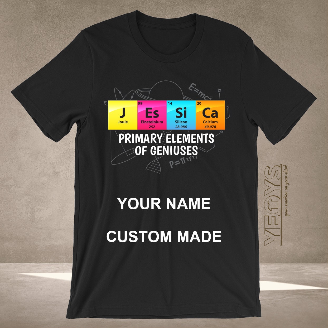 Camiseta con nombre de elemento único ~ Regalo personalizado para amantes de  la química, doctorado, profesor, etc. ~ Camiseta Softstyle preencogida  negra + azul marino - Etsy México, image size:1244x1244