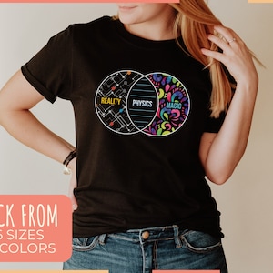 Physics Like Magic But Real T-Shirt ~ Reality Magic Gift for  Physicist & Quantum Mechanics Lover ~ Black + Navy Pre-Shrunk Softstyle Tee