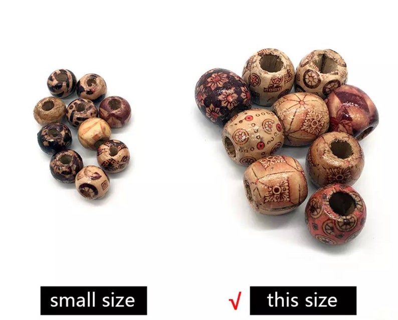 17mm Big Size Hole Wooden Hair Beads Wood African Hair Braid Etsy