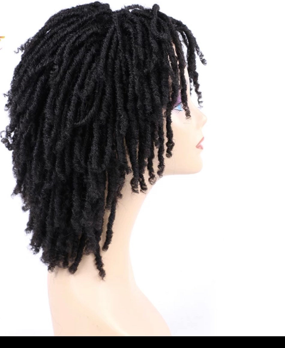 Curly Dreadlock Wig Short Twist Synthetic Braided Wigs Etsy