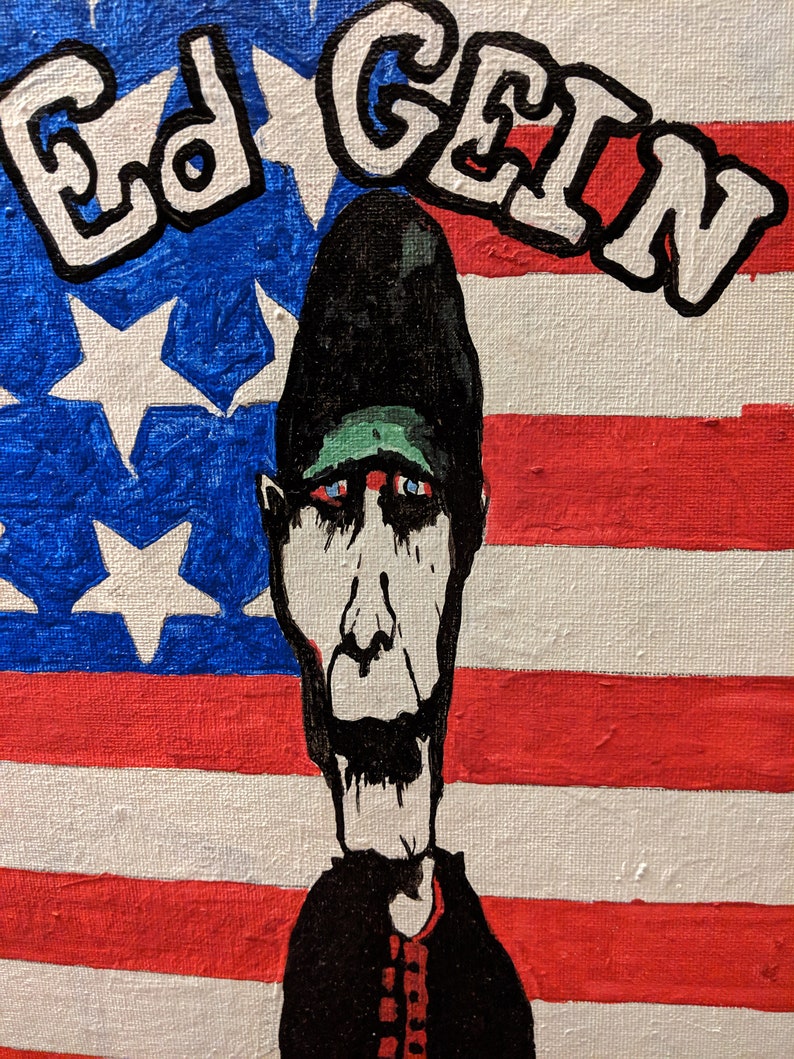 Serial killer painting "Ed Gein the GHOUL" on 11x14 canvas panel