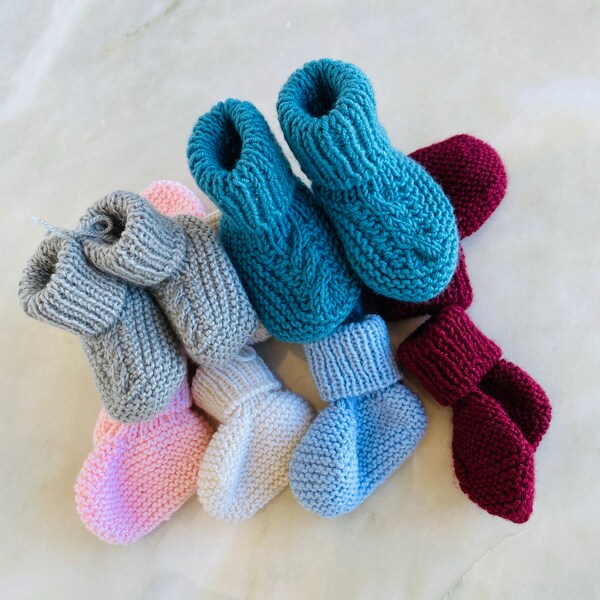 Botitas De Punto Para Recién Nacidos - Suaves, De Algodón, Con Cordón - Disponible En Rosa O Azul