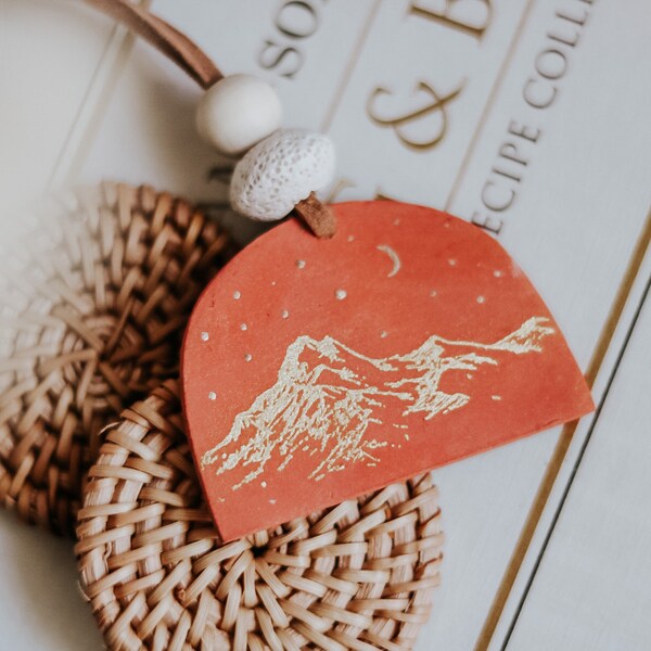Essential Oil Car Clay Diffuser, mountains hanging accessory, oil diffuser, boho car accessory, mountains oil diffuser, air freshener