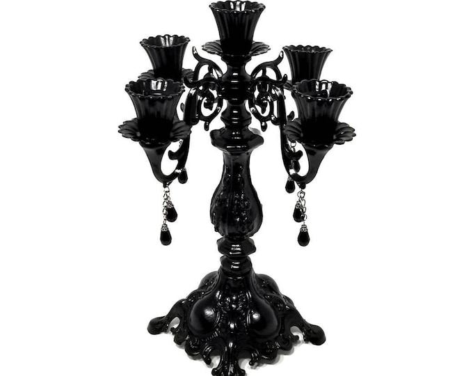 Black Candelabra, 5 Arm Candelabra, Ornate Candle Holder, Gothic Home