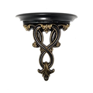 Gothic Wall Shelf | Black & Gold Baroque Floating Display | Ornate Victorian Decor