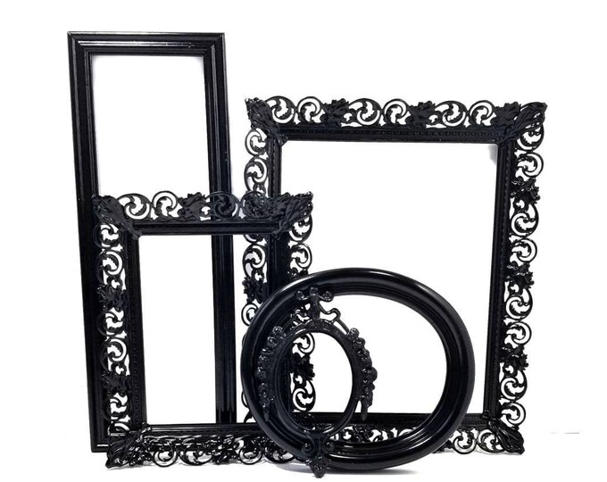 Black Picture Frame Set Gallery Wall Frame Set Vintage Etsy