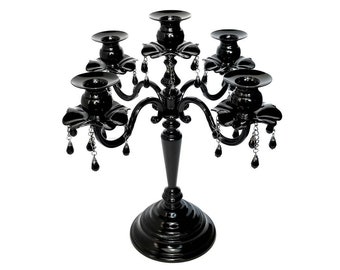 Vintage Black Candelabra, 5 Arm Candelabra, Ornate Candle Holder, Gothic Home Decor, Victorian Gothic, Halloween Party Decor