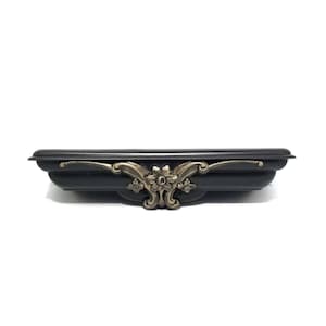 Gothic Victorian Wall Shelf | Black & Gold Baroque Accent Shelf