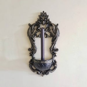 Gothic Ornate Wall Sconce | Black & Gold Baroque Scroll Candle Holder | Vintage Decor