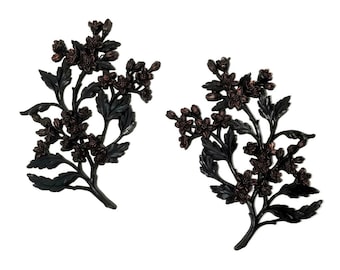 Gothic Floral Wall Plaques Set | Vintage Botanical Decor | Dark Home Accent