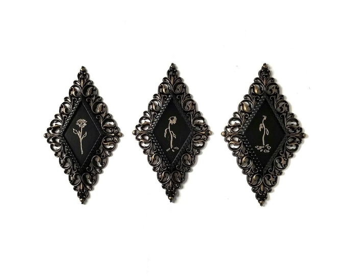 Victorian Goth Decor, Vintage Wall Plaque, Black Wall Art, Gothic Home