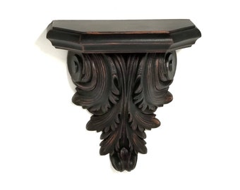 Gothic Acanthus Wall Shelf | Victorian Black Corbel | Baroque Decor