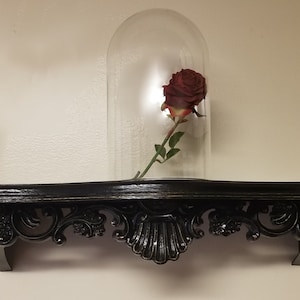 Gothic Shell Wall Shelf, Black Ornate Shelf, Vintage Gothic Decor, French Victorian Wall Shelf, Elegant Display Shelf