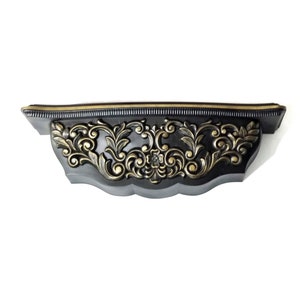 Black Ornate Wall Shelf | Gothic Victorian Shelf | Baroque Accent Decor