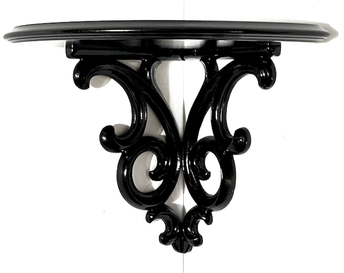 Gloss Black Corner Shelf, Gothic Home Decor Shelf, Corner Wall Shelf