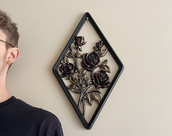 Ruby Rose Wall Plaque | Victorian Gothic Floral Wall Art | Dark Romantic Home Decor