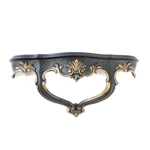Gothic Wall Shelf | Black & Gold Baroque Accent | Ornate Italian Castle Decor