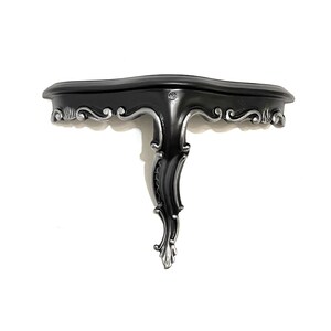 Gothic Wall Shelf | Black & Silver Scroll | Hollywood Regency Decor