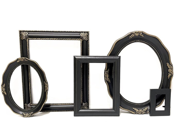 Black Picture Frame Set Gallery Wall Frame Set Vintage Etsy
