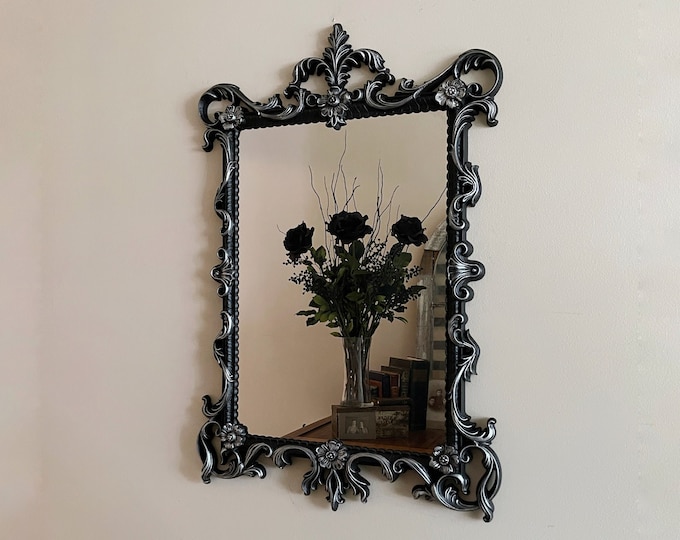 Gothic Mirror Wall, Baroque Style Mirror, Large Black Mirror, Goth Home Decor, Vintage Ornate ...