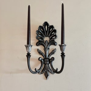 Victorian Goth Decor, Vintage Wall Sconce, Black Candle Holders, Gothic Home Decor, Halloween Decor