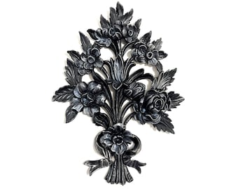 Gothic Floral Wall Plaque | Black Victorian Bouquet | Dark Garden Wall Art | Romantic Mourning Decor
