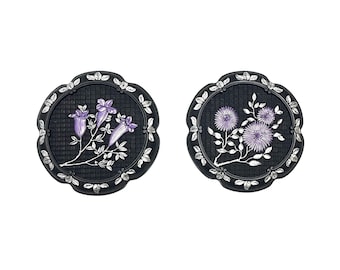Gothic Floral Wall Plaques | Black & Purple Victorian Decor