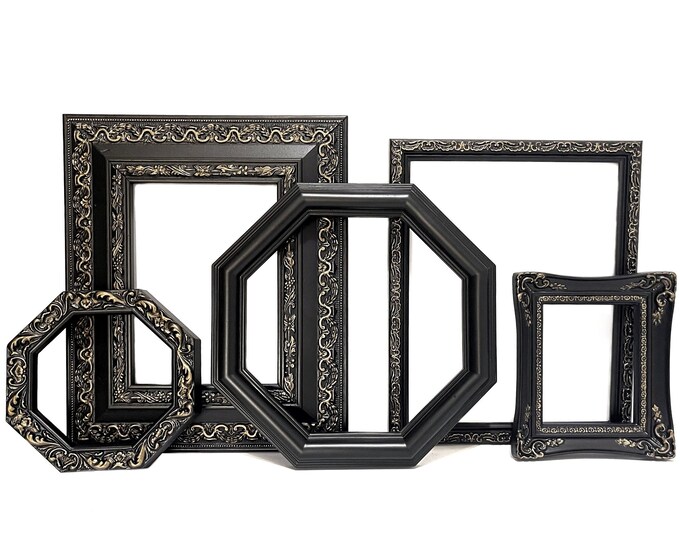 Black Picture Frame Set Gallery Wall Frame Set Vintage Etsy