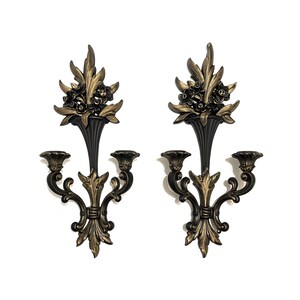 Gothic Candle Sconce Set | Floral Wall Candle Holders | Victorian Gothic Decor