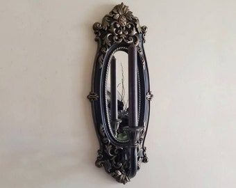 Black Mirror, Vintage Mirror, Gallery Wall Mirror, Vintage Frame, Ornate Mirror, Black and Gold Frame