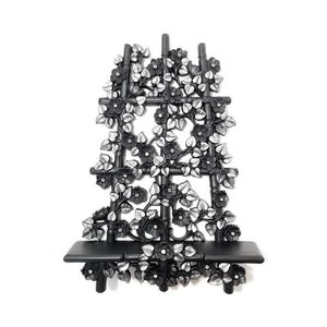 Gothic Wall Shelf | Black & Silver Floral Trellis | Vintage Decor
