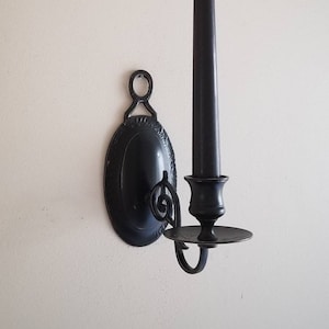 Matte Black & Distressed Brass Wall Sconces | Gothic Farmhouse Candle Holder Set | Vintage Candle Sconces