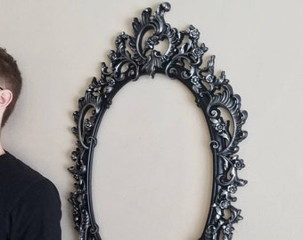 Enchanted Forest Mirror , Snow White Mirror, Large Black Mirror, Large Ornate Mirror, Gallery Wall Mirror, Vintage Frame, Gothic Home Decor