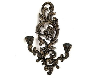 Gothic Wall Candle Holder, Gothic Victorian Decor, Gothic Home Decor Wall, Vintage Wall Sconce, Black Candle Holder