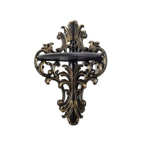 Gothic Victorian Corner Shelf | Ornate Black Baroque Wall Decor