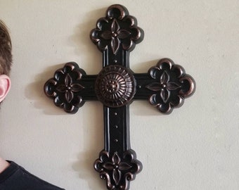 Gothic Cross, Victorian Gothic Decor, Gothic Home Decor, Goth Decor, Goth Cross, Large Cross, Vintage Home Interiors Cross