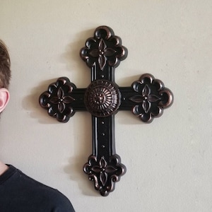Gothic Wall Cross | Ornate Religious Decor | Color Options