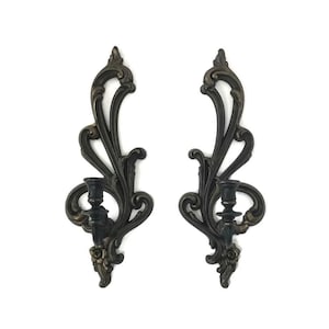 Gothic Wandleuchten | Schwarz und Gold Kerzenhalter | Wandleuchter Set | Barock Wand Dekor | Viktorianischen Gothischen Stil